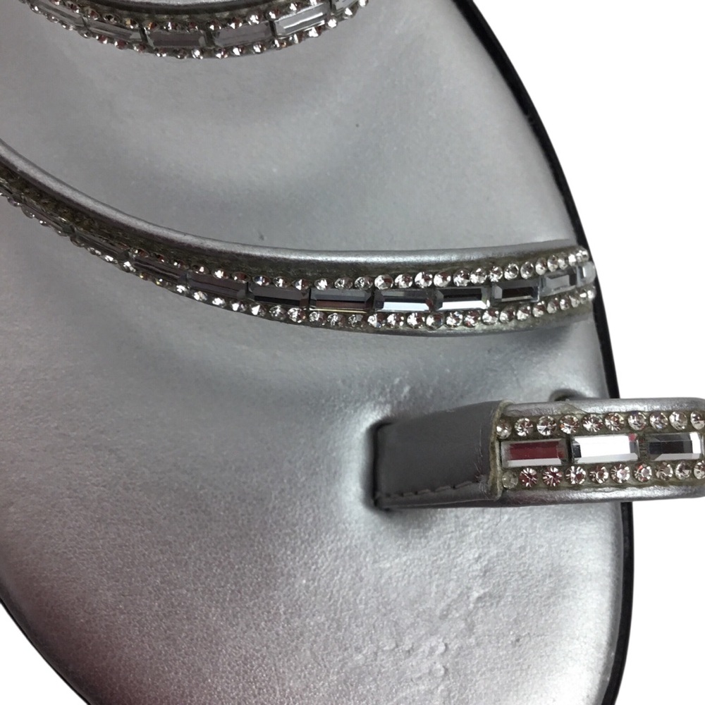 Toscanella Italian Rhinestone Sandals Flats Silver - Picture 7 of 12